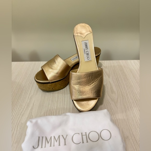 JIMMY CHOO CORK WEDGE SANDALS - Picture 2 of 7